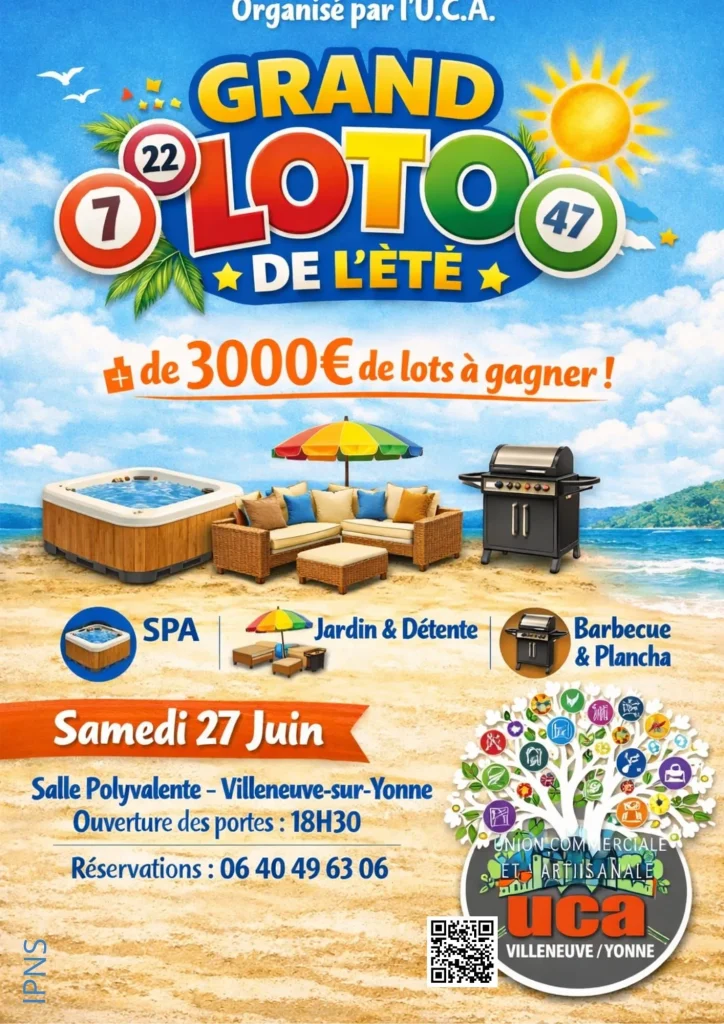 Loto de l'été de l'UCA de Villeneuve sur Yonne le Samedi 27 juin 2026